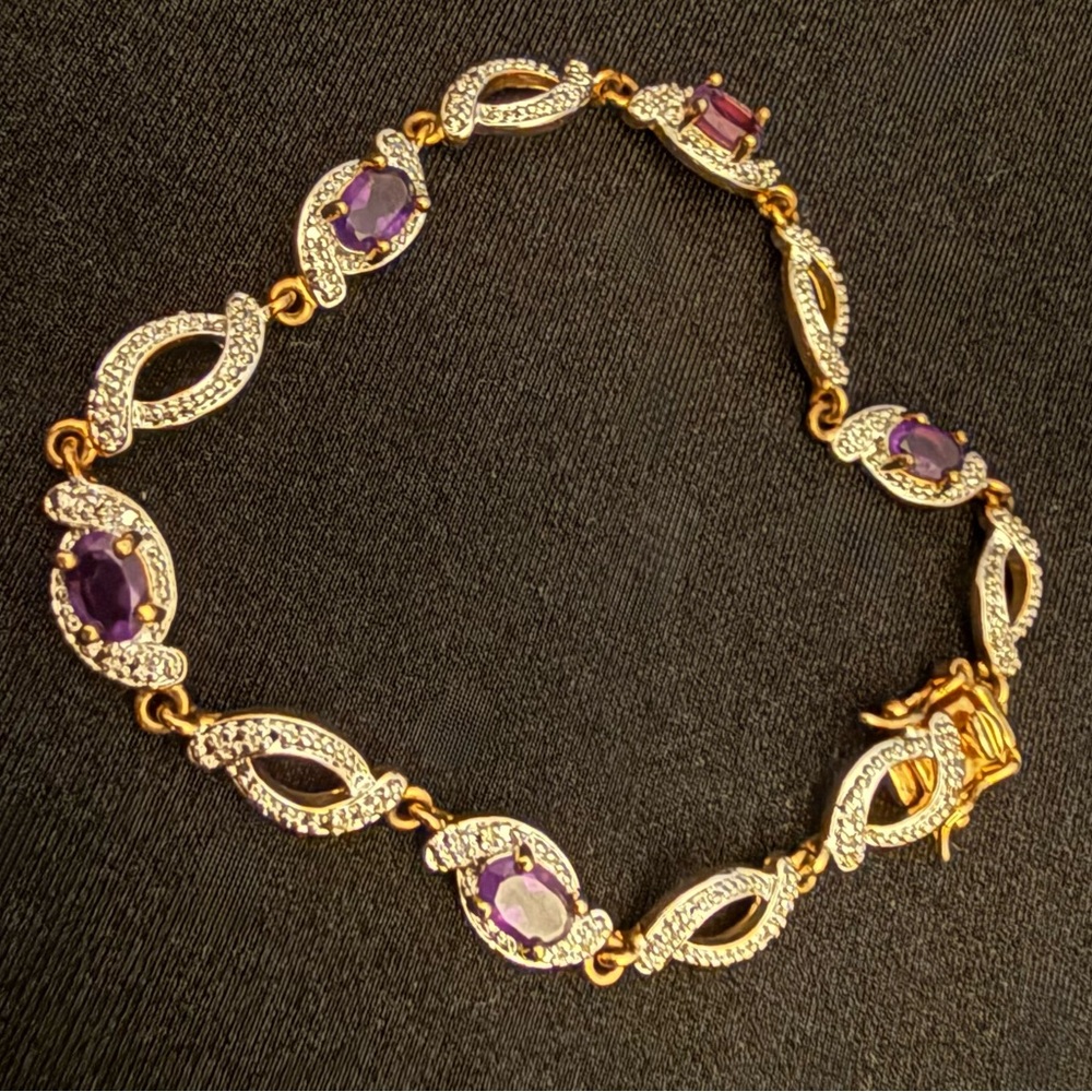 Amethyst Link Gold-Tone Tennis Bracelet PAJ BB China